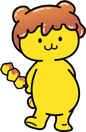 後ろ手(みそポテトを持つ)