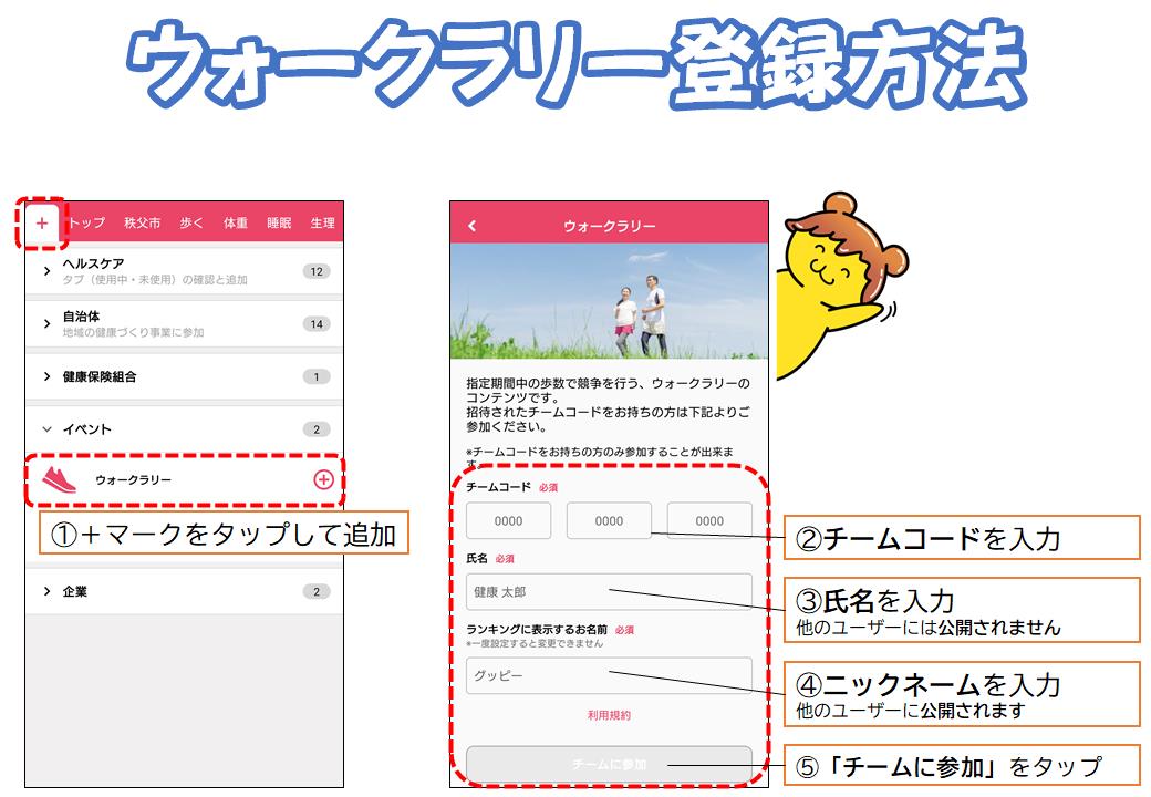 ウォークラリー登録方法